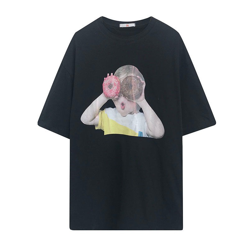Áo Sơ Mi Tay Ngắn Dáng Rộng In Hình Bánh Donut Phong Cách Hàn Quốc Thời Trang Mùa Hè Cho Nữ