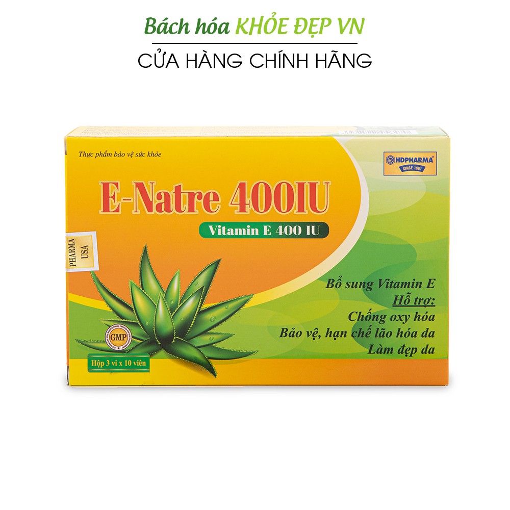 Viên uống đẹp da Vitamin E E-Natre 400 IU chống lão hóa - Hộp xanh 30 viên | WebRaoVat - webraovat.net.vn
