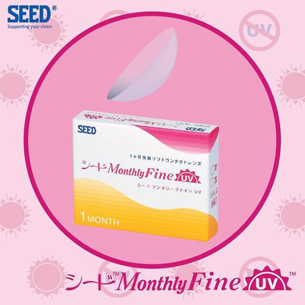 [ TẶNG KHAY + BỘ ĐEO LENS] Kính áp tròng SEED dùng 1 tháng không màu - Monthly Fine UV