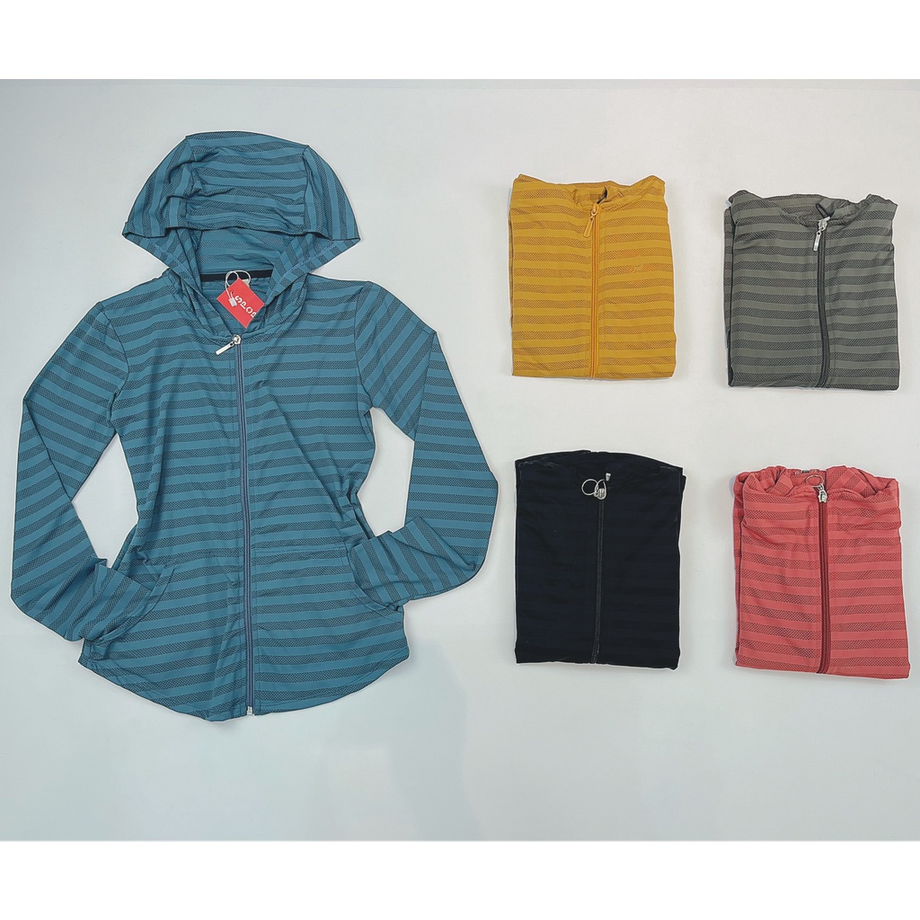 Áo Khoác Tập Gym Vạt Bầu, Lưới Ngang Có Nón, Tay Xỏ Ngón