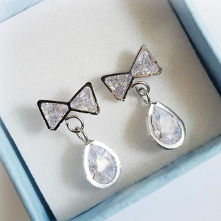 Bông tai inox nơ rớt đá không đen BHBT263