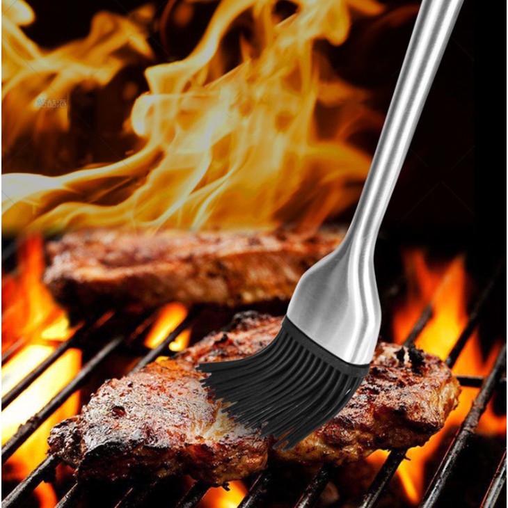 Chổi quét dầu ăn, đồ nướng silicon cán inox không rỉ IN56