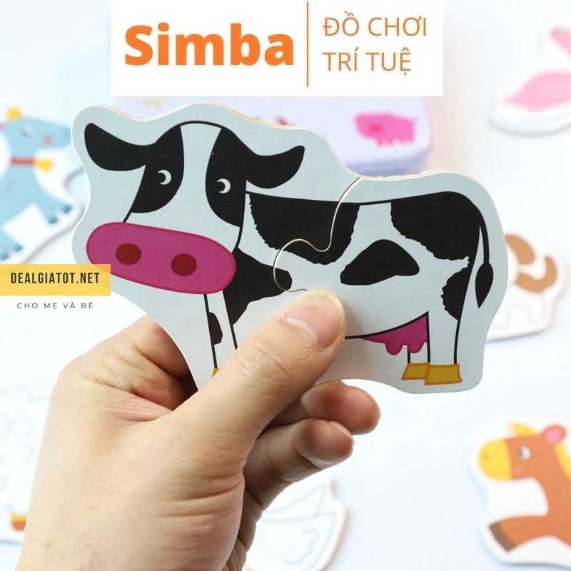 Ghép hình cho bé 2 mảnh ghép đồ chơi Simba xếp hình hộp thiếc nhiều chủ đề