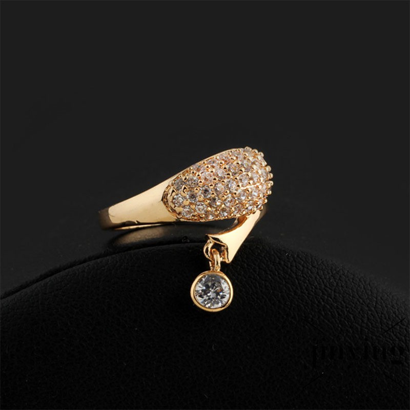 GETNOIVAS Nhẫn mạ vàng 18K đính hạt pha lê lấp lánh sang trọng