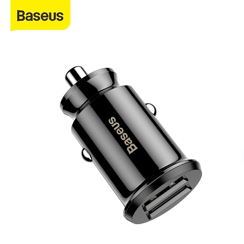 Tẩu sạc đa năng cho xe hơi Baseus Grain Car Charger 2 cổng USB sạc nhanh 3.1A kích thước nhỏ gọn