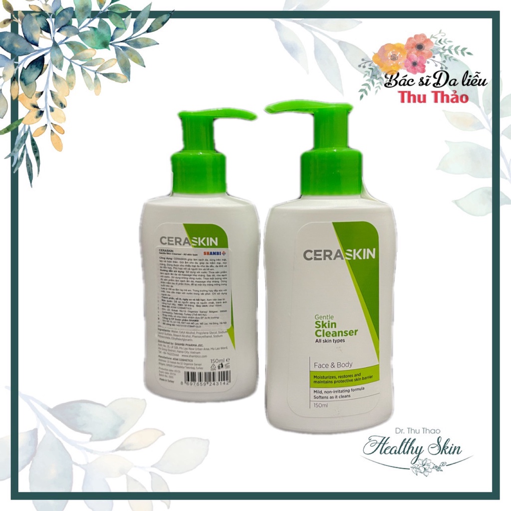 Sữa rửa mặt giúp làm sạch da dành cho da mặt và toàn thân CERASKIN gentle skin cleanser