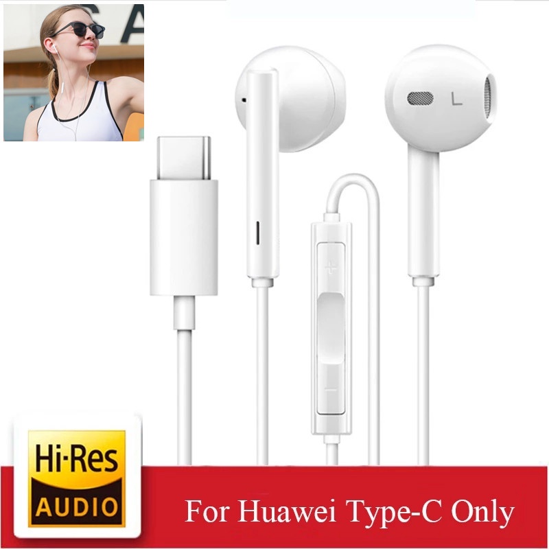 Tai nghe USB Type-C Jack nhét tai Tai nghe Mic Âm lượng Huawei Nova 5T P30 P20 Pro