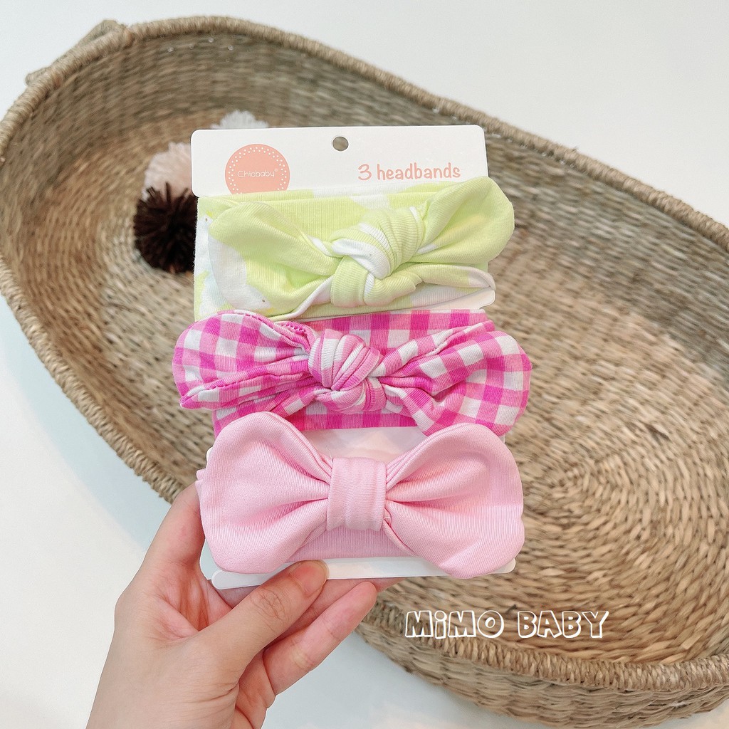 Set 3 băng đô Chicbaby bộ sưu tập màu mới Mimo Baby BD29