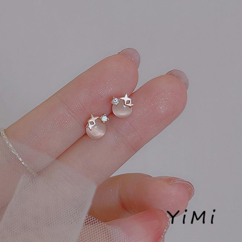 Bông Tai Mạ Bạc 925 Hình Ngôi Sao Đính Đá Opal Đơn Giản Sang Trọng Cho Nữ