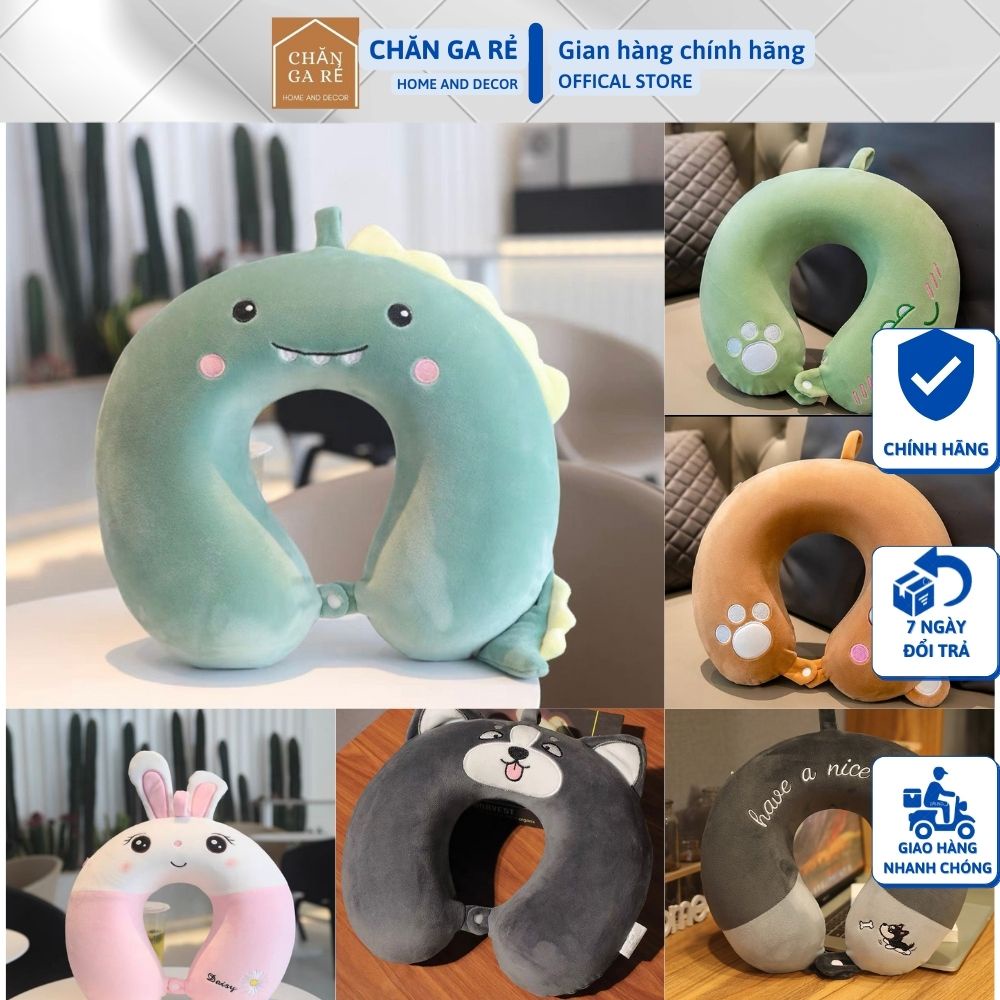 Gối chữ U cao su non kê cổ chống đau mỏi vai gáy dùng cho văn phòng du lịch quà tặng được chọn mẫu nhiều hình dễ thương
