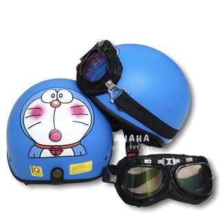 Mũ Nón Bảo Hiểm Nửa Đầu 1/2 màu xanh hình Doraemon - Hàng Cao Cấp loại 1 - Ahaha