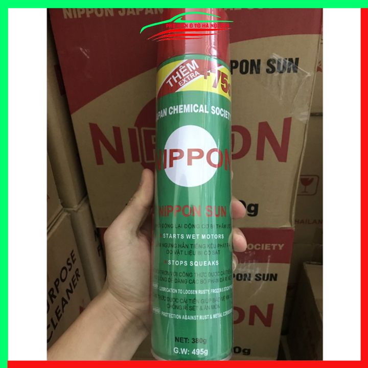 Chai xịt tẩy rỉ nippon loại to 490ml bôi trơn chống sét giảm tiếng ồn