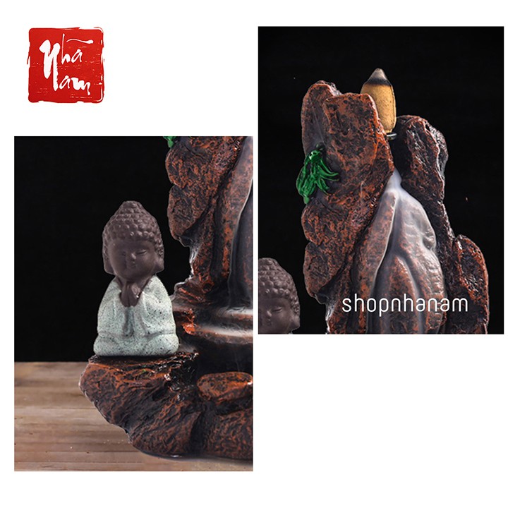 [Bán sỉ] Thác khói trầm hương để bàn tặng 3 nụ trầm sư tiểu tọa thiền bên núi mẫu tksp_49