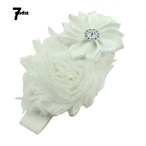 Băng đô nơ quấn đầu đính hạt giả ngọc trai cho bé gái