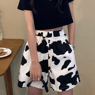 Quần đùi nữ mặc nhà  quần short ngắn cạp chun in hình bò sữa 5d chất demin bền đẹp