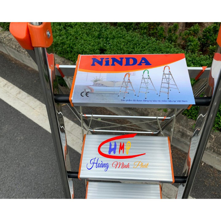 Thang nhôm ghế NINDA gia đình INOX 6 bậc, 5 bậc, 4 bậc, 3 bậc - Bảo hành 24 tháng