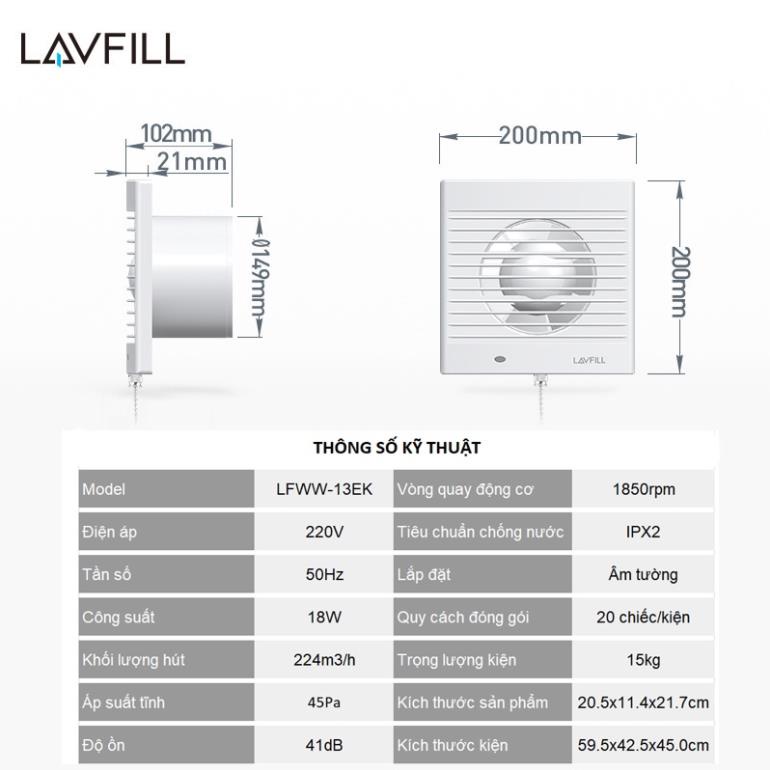 Quạt thông gió âm tường có CẢM ỨNG CHUYỂN ĐỘNG LAVFILL LFWW-09ES/13ES