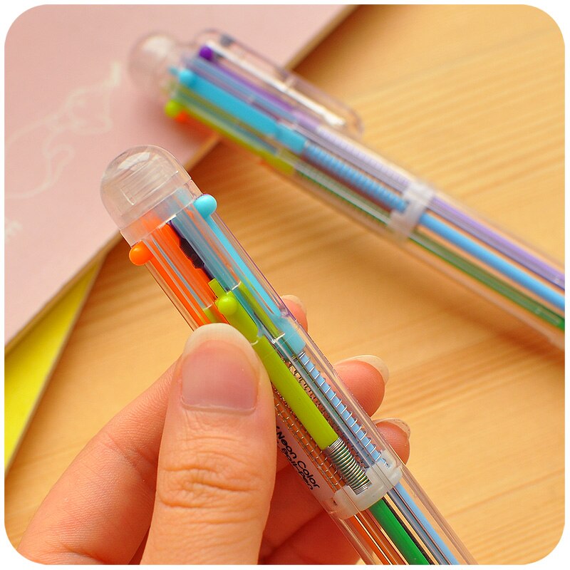 Set 2 bút bi 6 màu tiện lợi dễ thương