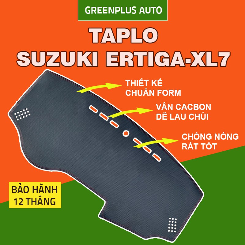 Thảm Taplo Suzuki Xl7 - Ertiga, chất liệu da vân Cacbon, bảo hành 12 tháng