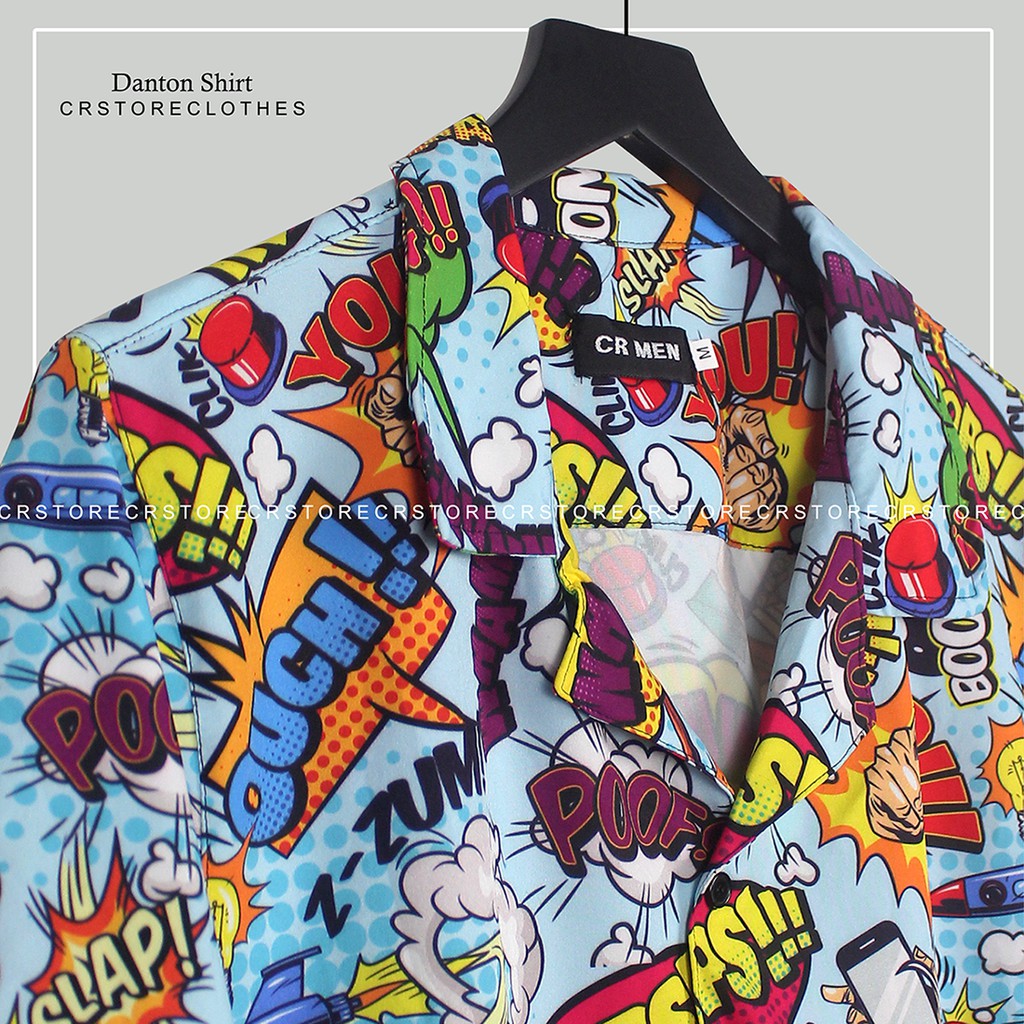 Áo sơ mi tay ngắn nam nữ URLYS form rộng sơ mi họa tiết tay lỡ cổ vest unisex ulzzang flashbang