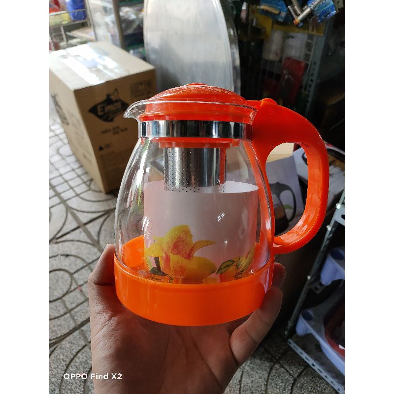 Bình trà thủy tinh có lược loại 1500ml