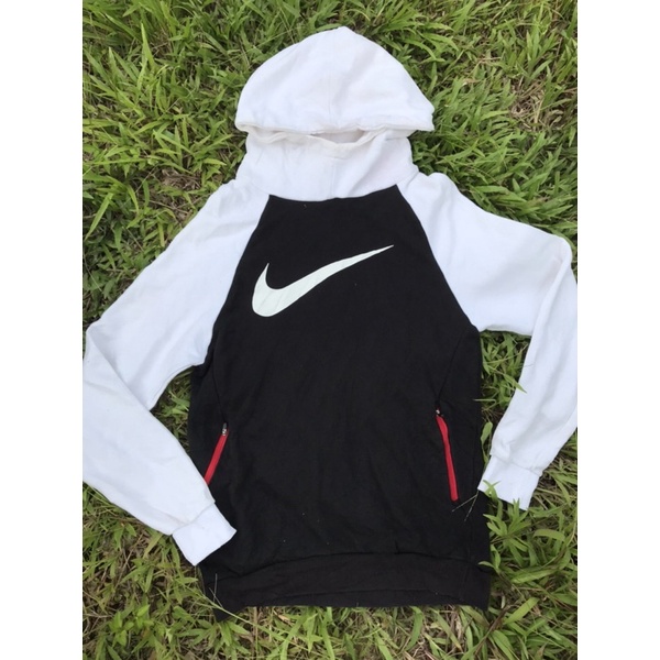 Áo Hoodie Nam hiệu Nike vintage 90s màu đen trắng biglogo size L