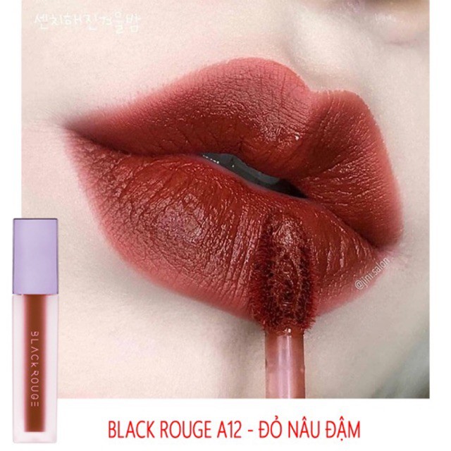 Son kem Black Rouge màu #A12 (Đỏ Nâu) có tem chính hãng check Hidden tag