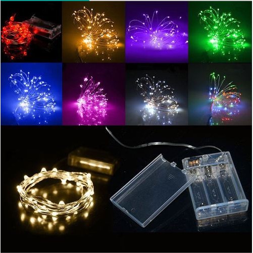 Dây Kẽm Led Đom Đóm dùng pin tiểu AA/3 viên (sáng đổi màu)