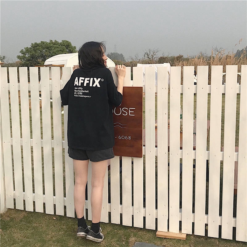 Áo phông rộng cổ tròn tay lưng phong cách Hàn Quốc thời trang