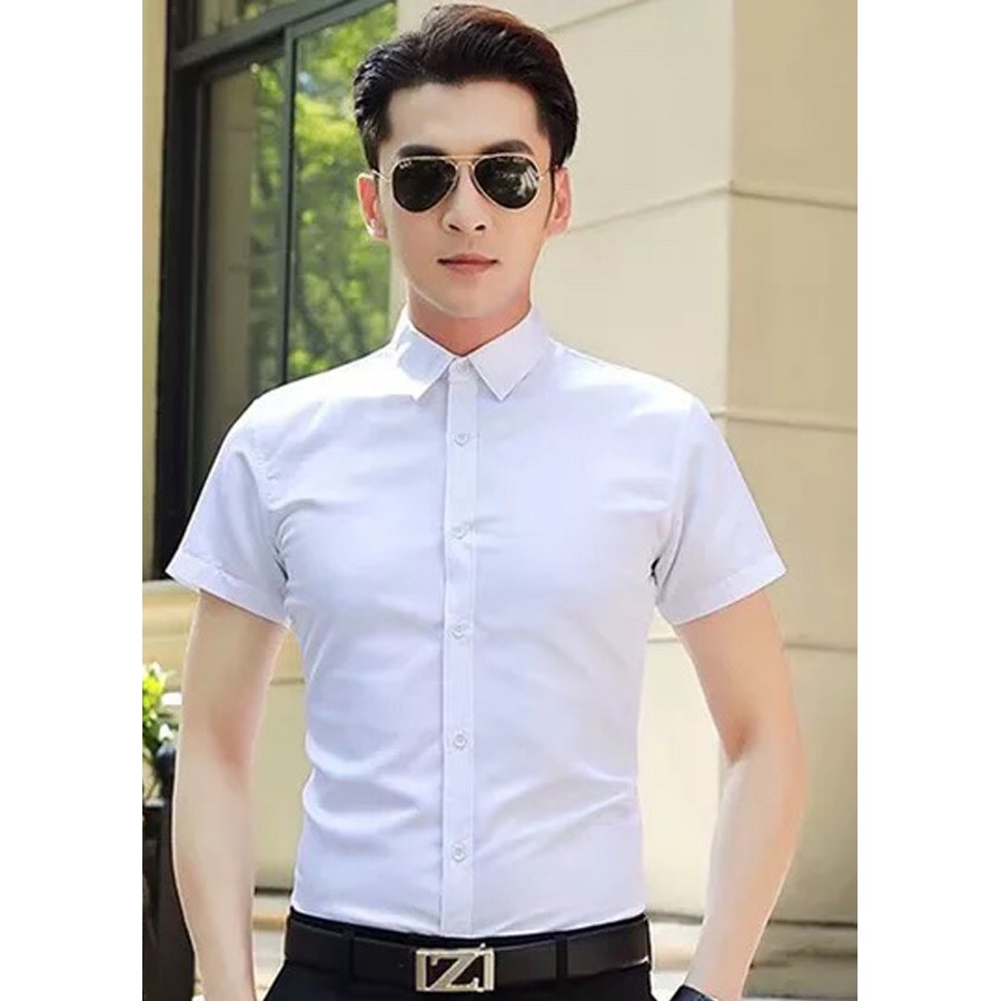 Áo Sơ Mi Vải Lụa Trơn Ngắn Tay SMC Không Nhăn