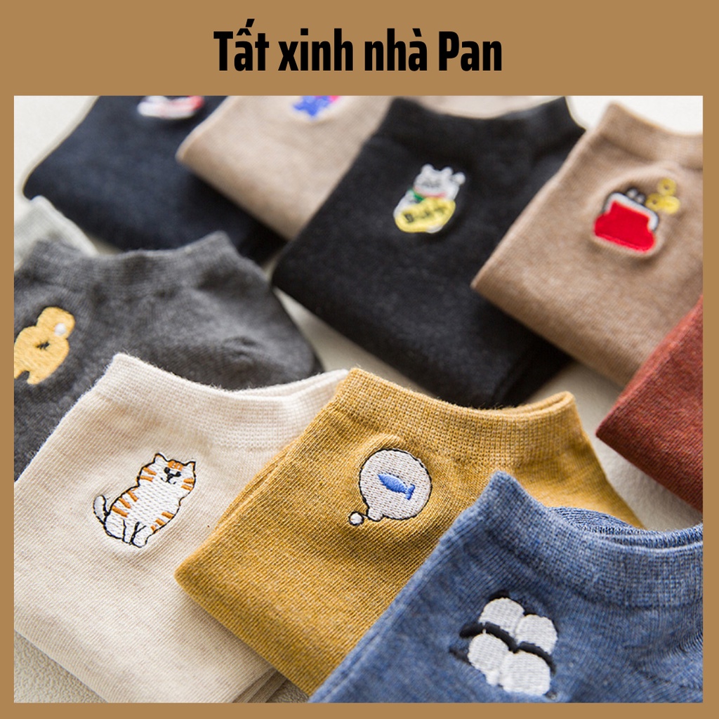 Tất Animals Thêu Hình dễ thương kiểu Hàn Quốc chất cotton PAN17