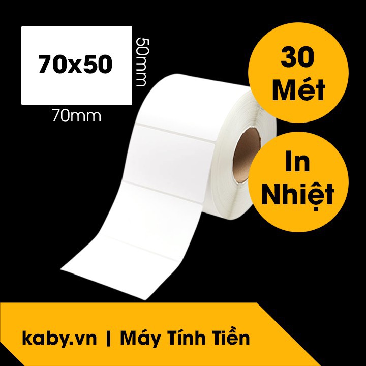 Giấy In Mã Vạch 70x50 mm (Cuộn 30 Mét) - Decal Nhiệt 7x5 cm