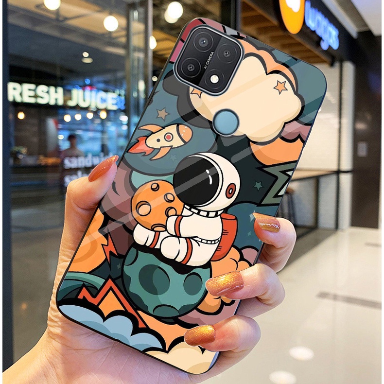 Ốp Lưng OPPO A15/A15s Ốp kính bóng cao cấp Phi Hành Gia