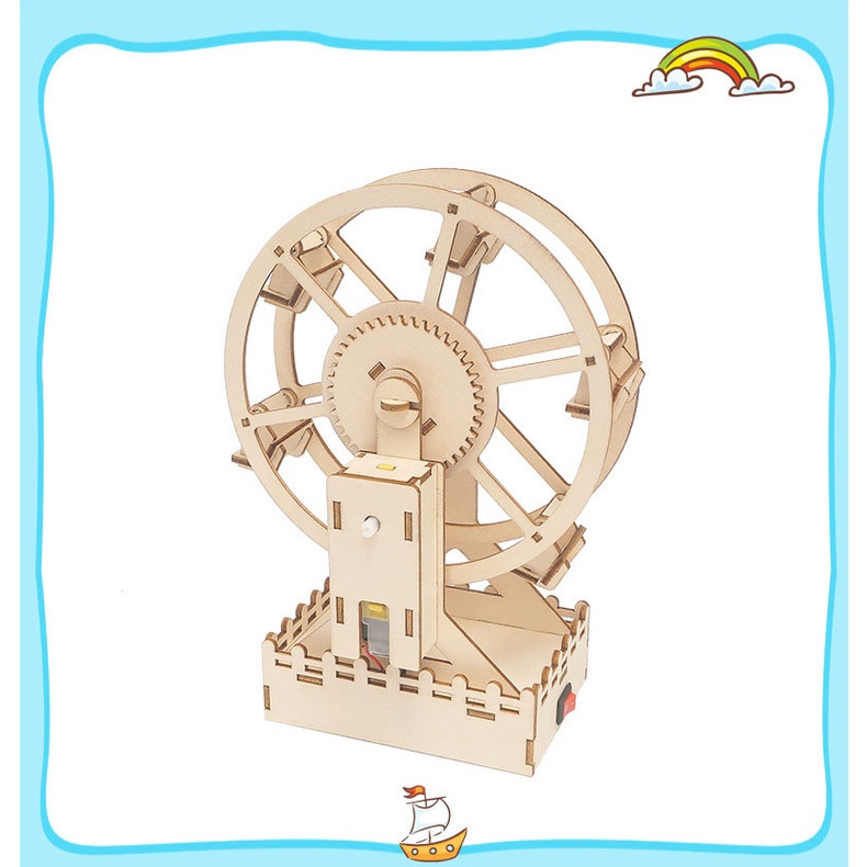 Đồ Chơi Lắp Ghép Mô Hình Vòng Đu Quay Mặt Trời, Đồ Chơi  Xếp Hình Thí Nghiệm DIY WOOD STEAM Cho Bé.