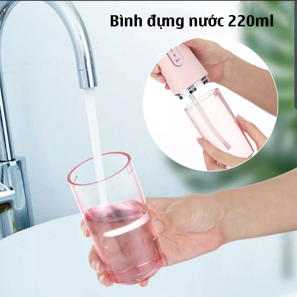 Máy Tăm Nước cầm tay Oral Irrigator- Tăm nước vệ sinh răng miệng cao cấp nhỏ gọn, tiện lợi( tặng kèm 4 đầu chuyên dụng)