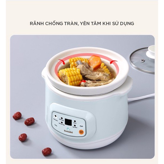 Nồi nấu chậm Bonbebe 1L nấu cháo cho bé ăn dặm BB-38 | Bé Măm Măm