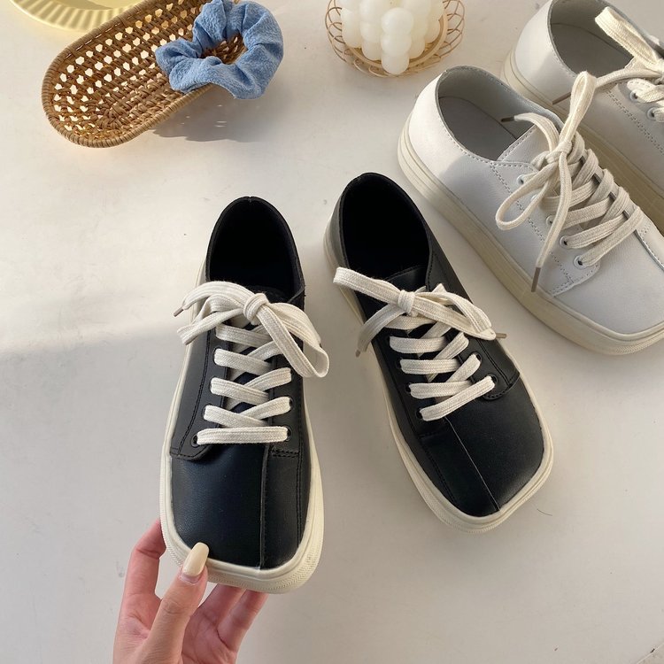 [ Mã 66CBSALE giảm 30K đơn 200K] Giày Thể Thao Vải Bố Đế Bằng Mũi Vuông Buộc Dây Cá Tính Hợp Thời Trang | BigBuy360 - bigbuy360.vn