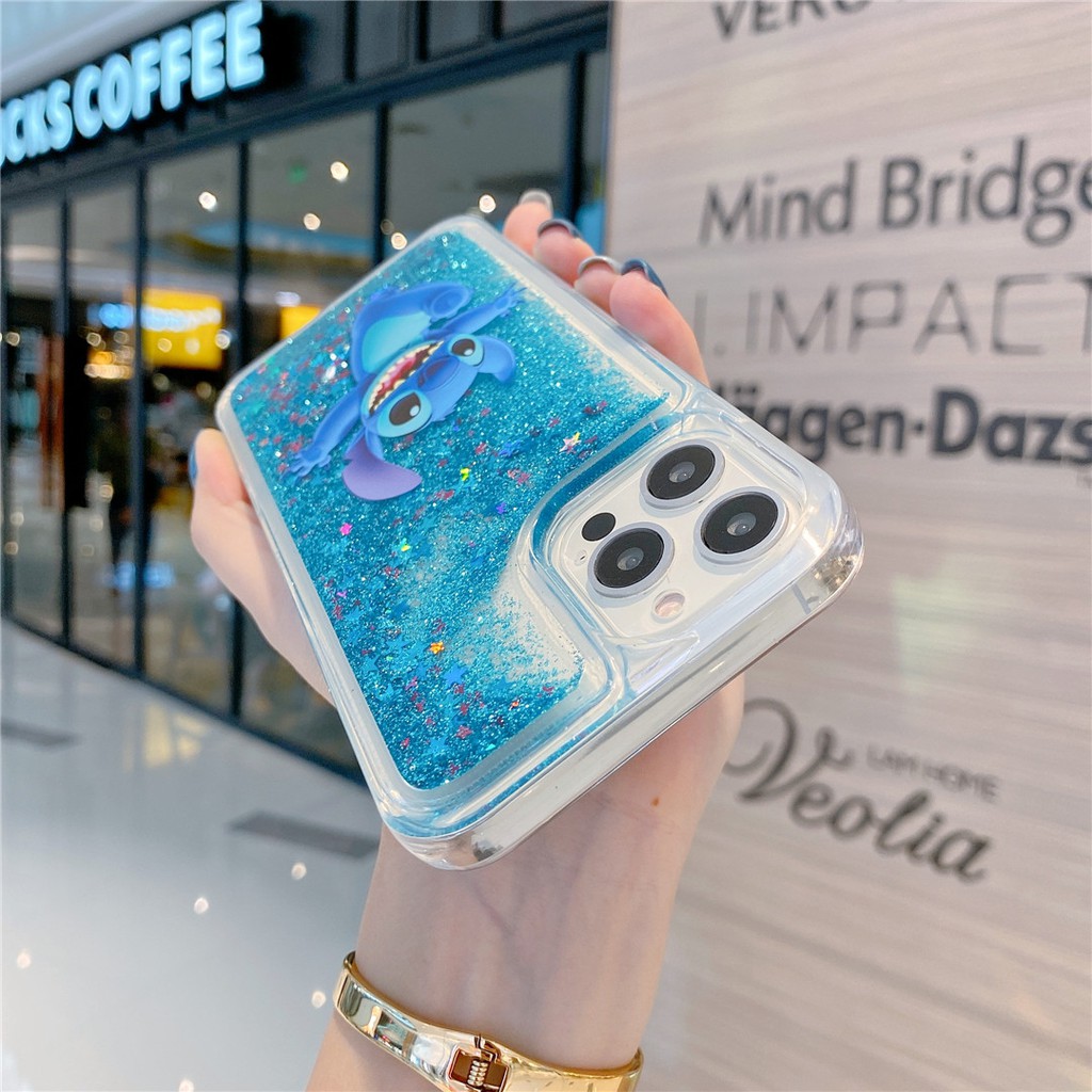 Disney Ốp Điện Thoại Kim Tuyến In Hoạt Hình stitch Cho iphone 15 11 12 13 14 pro max i14 xr 8plus
