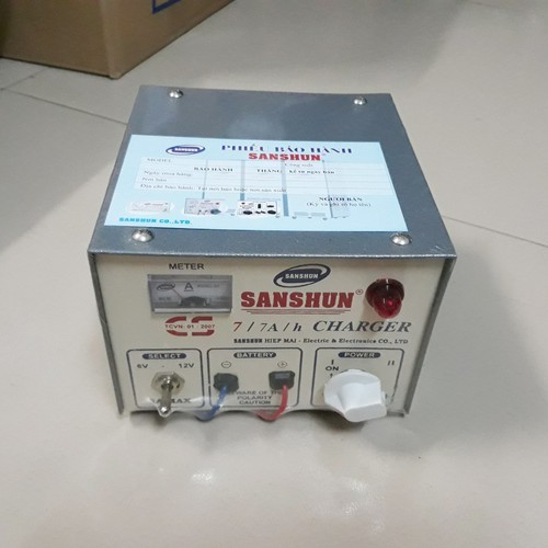 COMBO BỘ SẠC 12V LÊN 220V 300W VÀ SẠC MÁY NẠP BÌNH ẮC QUY 6V/12V 7A SANSHUN