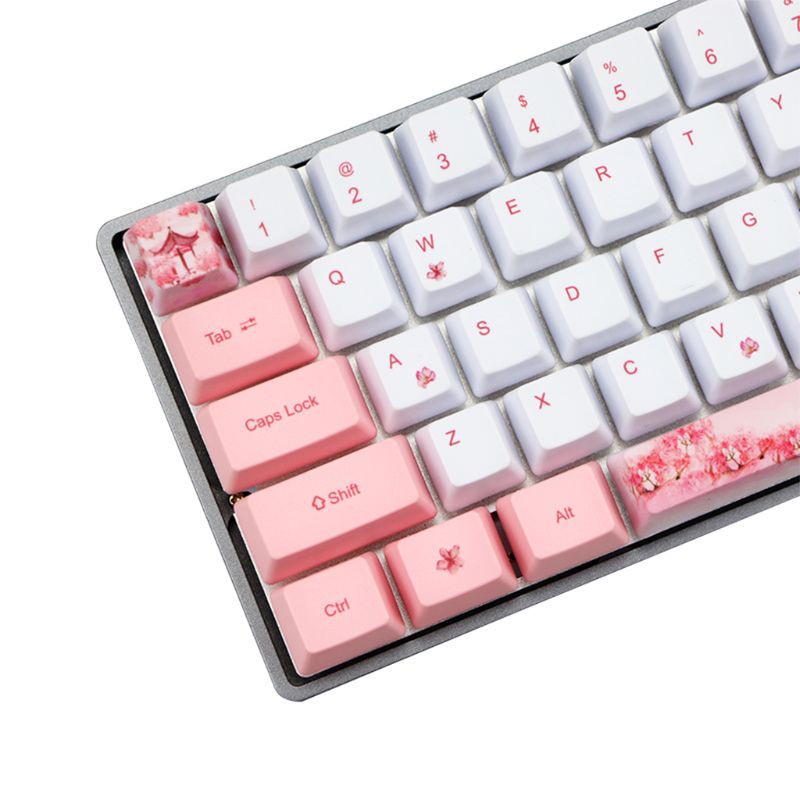 Nút Bàn Phím Cơ Pbt Oem Nhuộm Màu Hoa Anh Đào Dễ Thương Cho Gh60 Gk61 Gk64