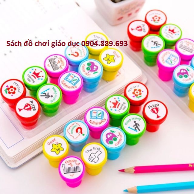 Bộ 10 con dấu giáo viên lời khen teacher praise reward stamps