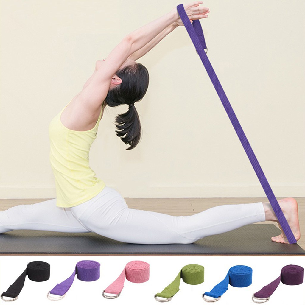 Dây đai tập yoga cotton dài 1,8m nhiều màu sắc có khoá kim loại điều chỉnh hỗ trợ an toàn NAVAS