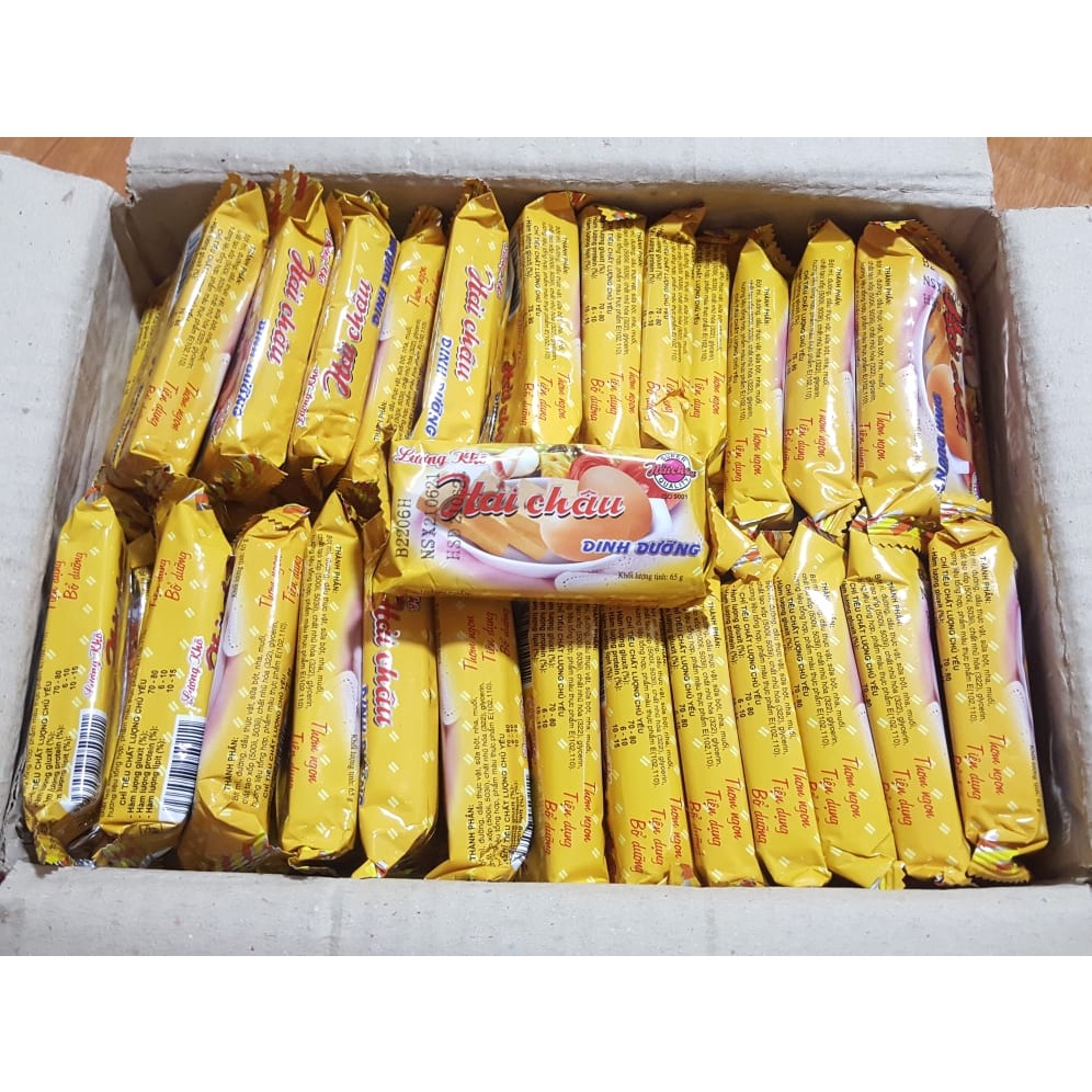 Combo 10 gói lương khô Hải Châu vị đậu xanh/ cacao/ tổng hợp/ dinh dưỡng 65g