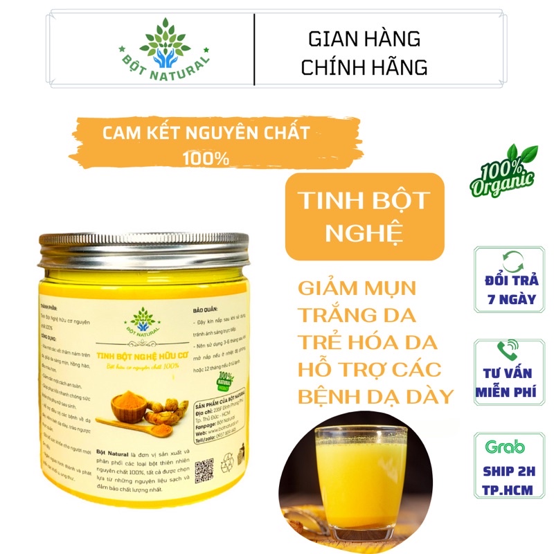 Tinh bột nghệ nguyên chất 100% - trắng da, mờ thâm, ngừa mụn, giảm cân, hỗ trợ các vấn đề về dạ dày | Bột Natural
