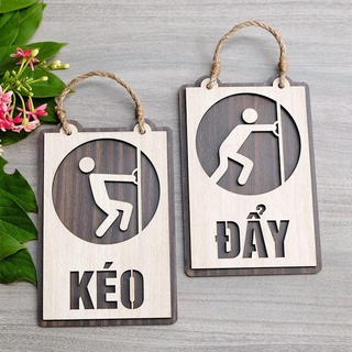 Bảng gỗ CARINA DECOR- PULL PUSH Kích thước 20x10cm