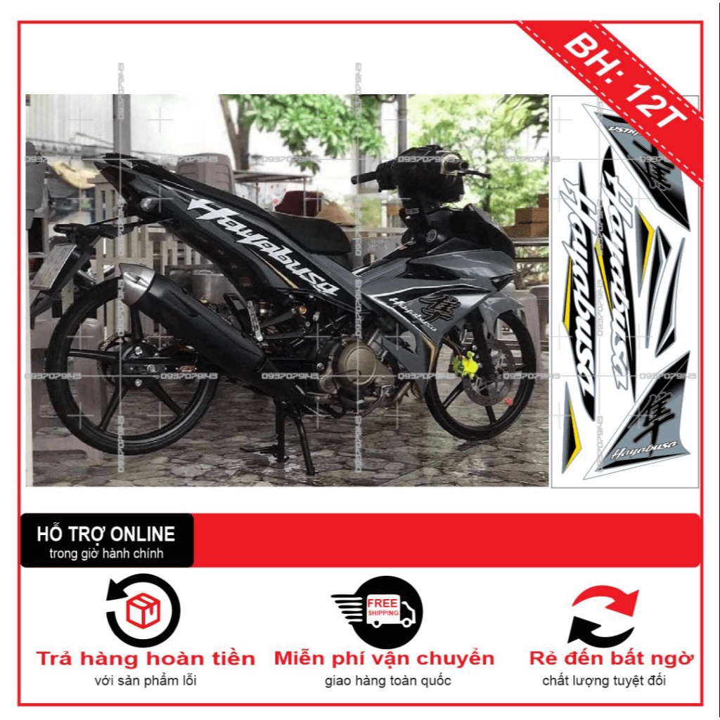 TEM RỜI EX 150 HAYABUSA XANH -- SHIN DECAL 2