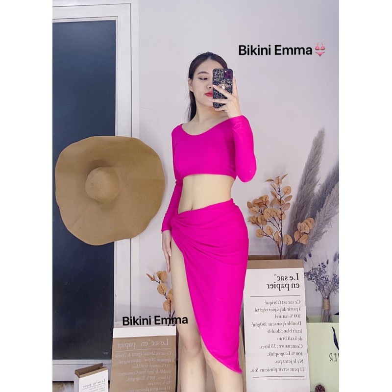 [HÀNG CÓ SẴN] Bikini tay dài vay dài kèm quần chip (hình thật shop chụp)