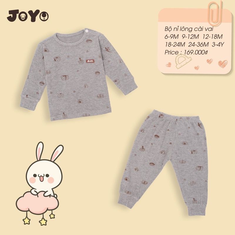 BỘ DÀI TAY CHO BÉ - NỈ LÔNG JOYO SIÊU XỊN