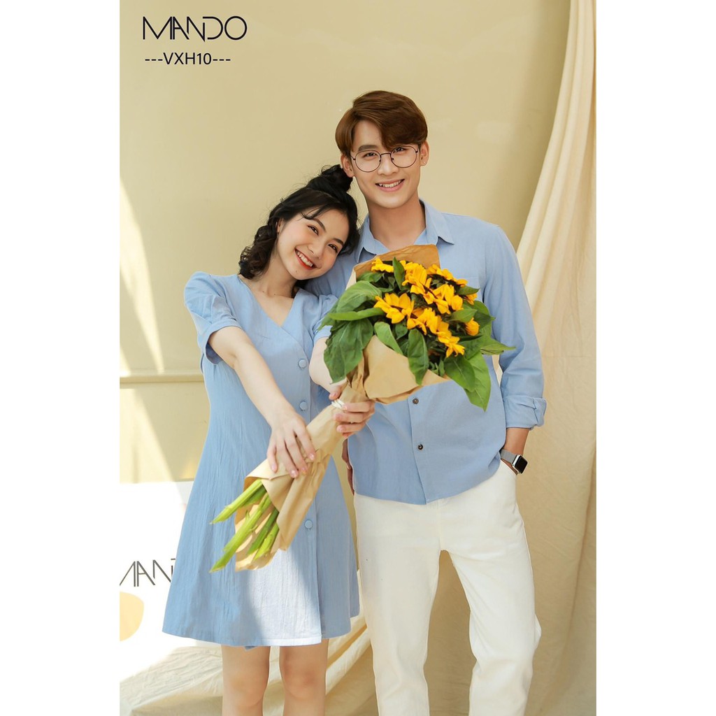 Áo đôi áo cặp 🎀FREESHIP🎀 Áo đôi nam nữ đẹp Set áo váy sơ mi Hàn Quốc-Set đồ couple CP052