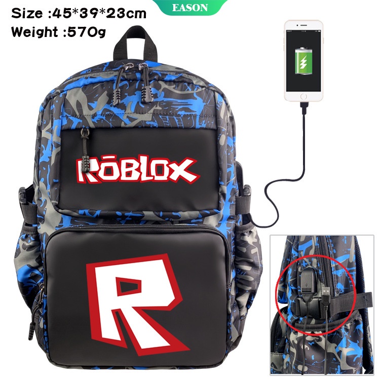 ROBLOX Sanrio Ba Lô Đi Học Họa Tiết Rằn Ri Chống Thấm Nước Có Cổng Sạc USB Tiện Dụng